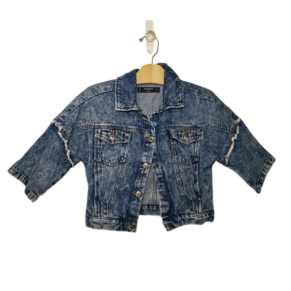 Mango Kids 5-6 Y Acid Washed Denim Cool Jean Jacket